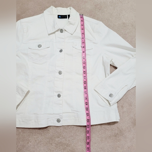 Relativity White Stretch Denim Jacket Women’s Size XL Button Front Cotton Blend - Picture 8 of 12